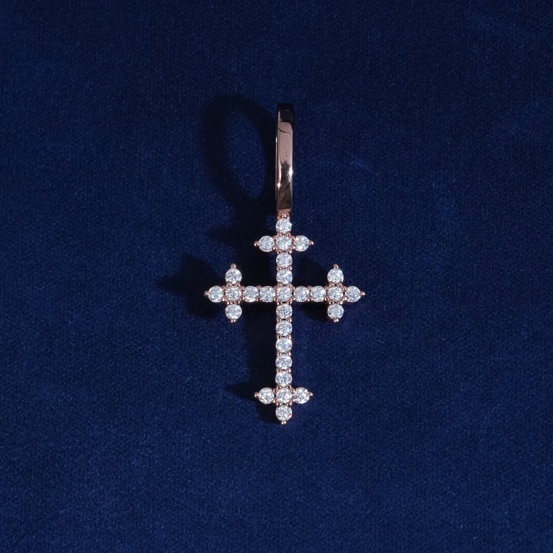 Moissanite Three Point Cross Pendant