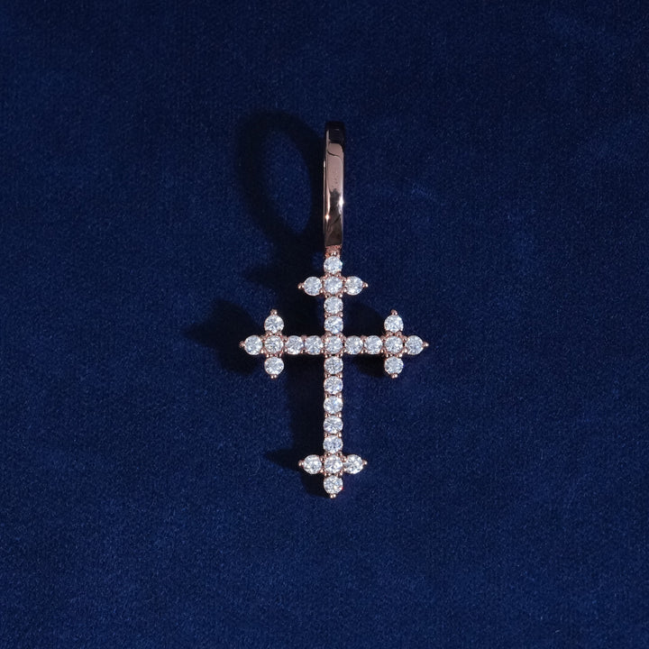 Moissanite Three Point Cross Pendant