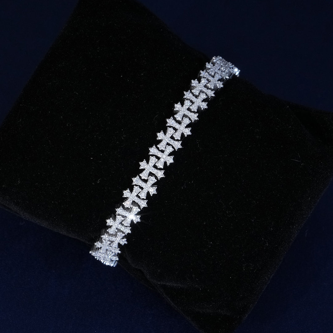 Moissanite 8.5MM Cross Link Bracelet
