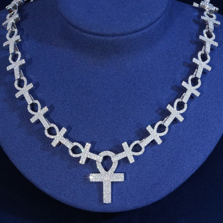 Moisanite S925 13mm Ankh Chain Necklace
