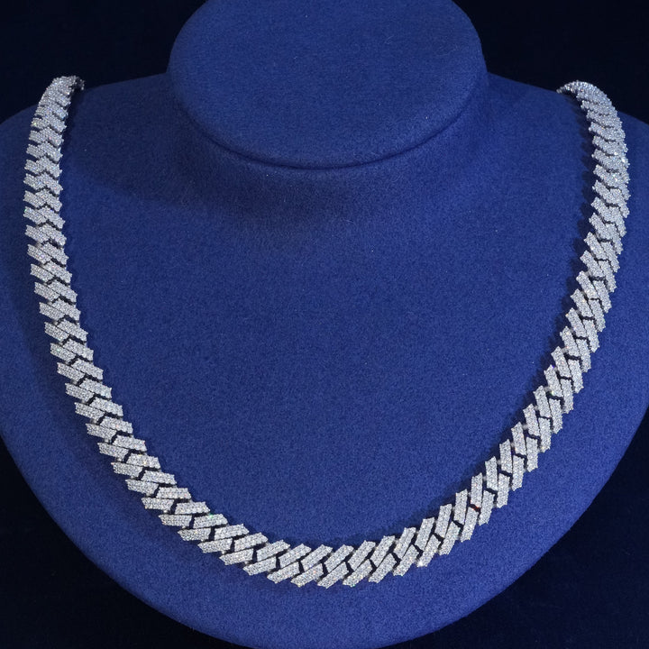 10mm Moissanite 2-Row Cuban Extended Clasp Chain