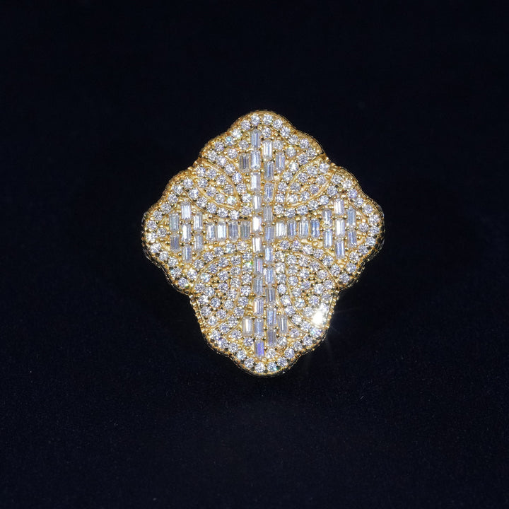 Baguette Moissanite Cross Ring 925 Sterling Silver