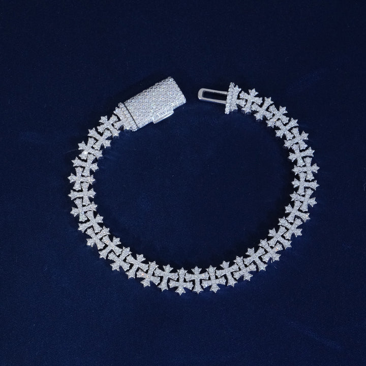Moissanite 8.5MM Cross Link Bracelet
