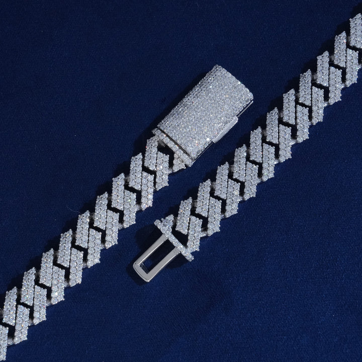 10mm Moissanite 2-Row Cuban Extended Clasp Chain