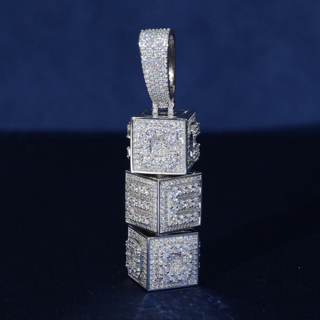 Moissanite 360° Spin 4 Side Custom Letter Name Pendant