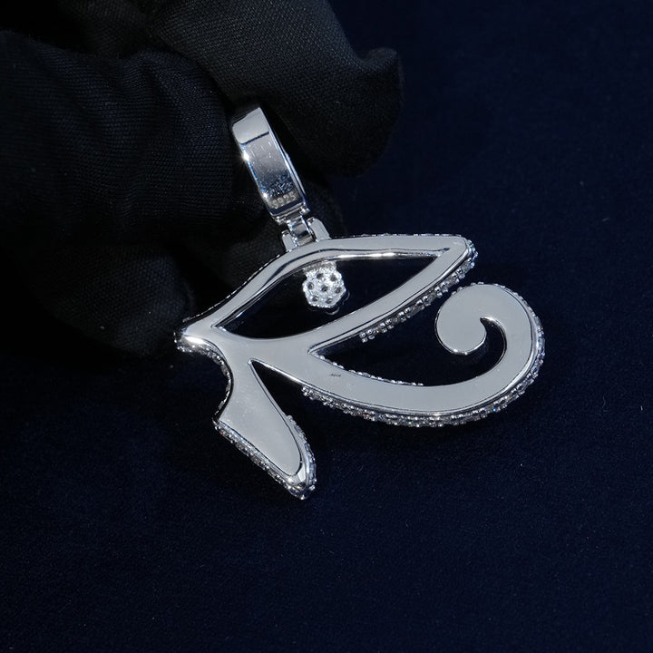 Moissanite Eye Of Horus Pendant In Sterling Silver