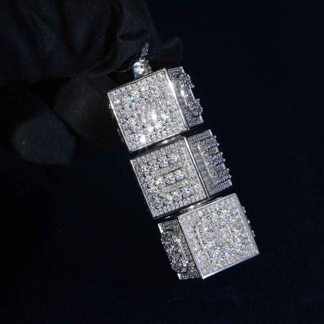 Moissanite 360° Spin 4 Side Custom Letter Name Pendant