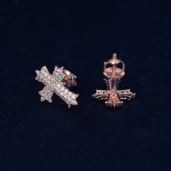 Diamond Cross Stud Earrings