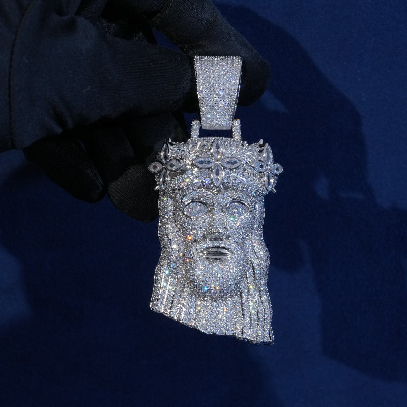Diamond Clover Jesus Pendant