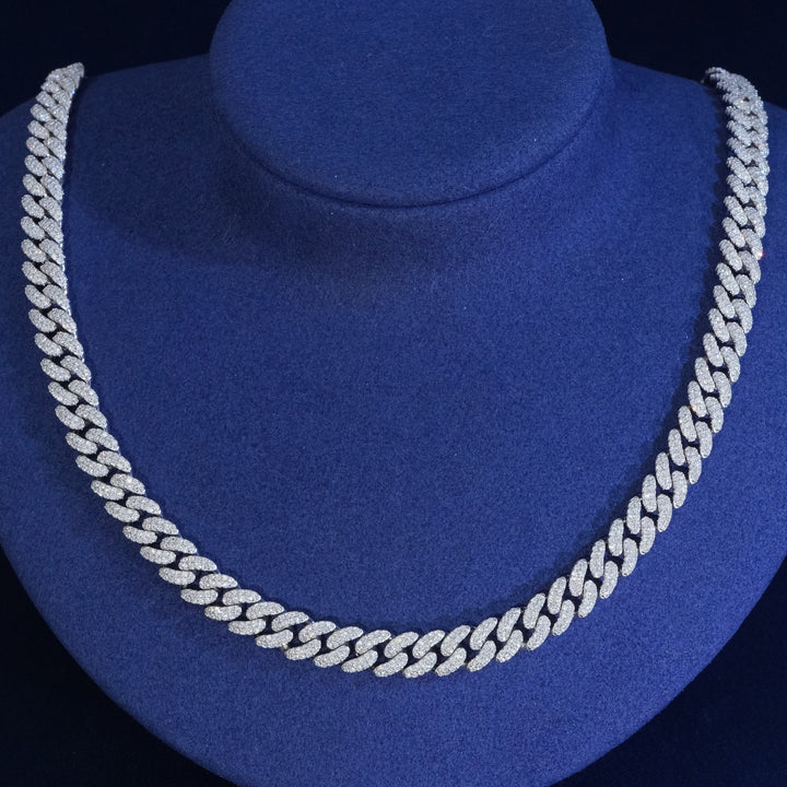 8mm Moissanite 2-Row Cuban Extended Clasp Chain