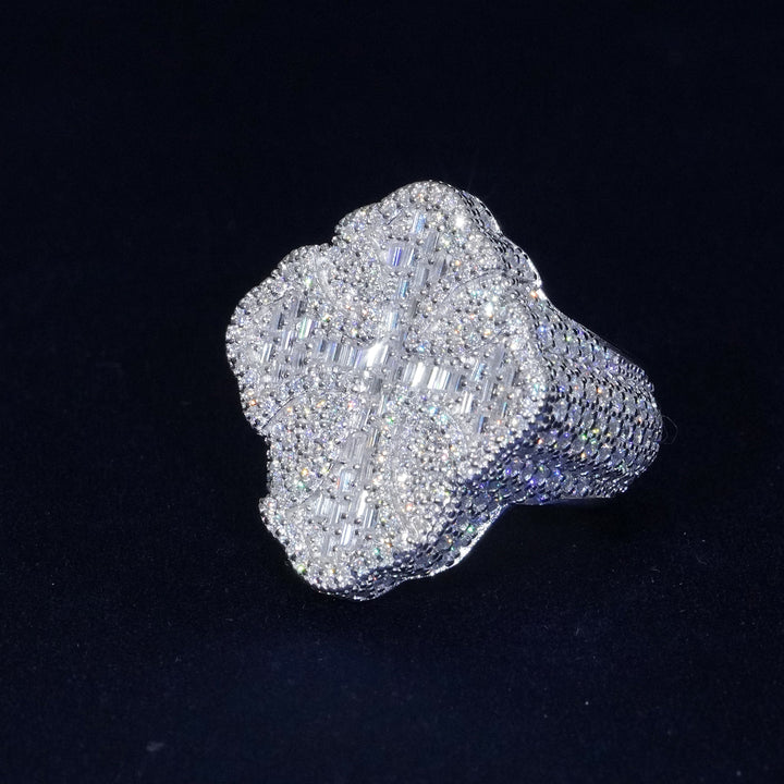 Baguette Moissanite Cross Ring 925 Sterling Silver