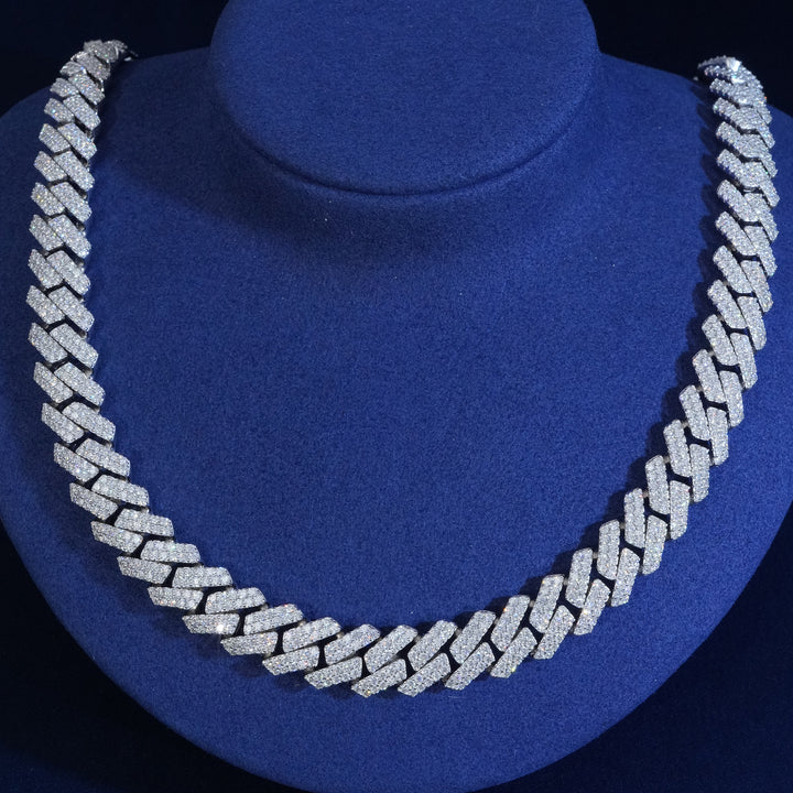 14mm 2-Row Diamond Cuban Link Chain Extended Clasp