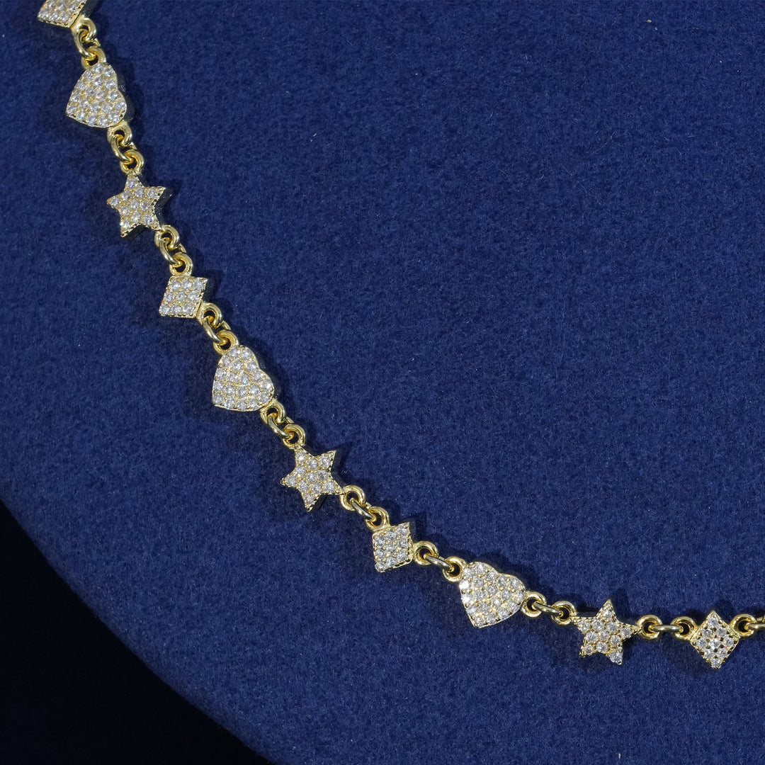 Moissanite Sterling Silver Heart Star Chain Necklace
