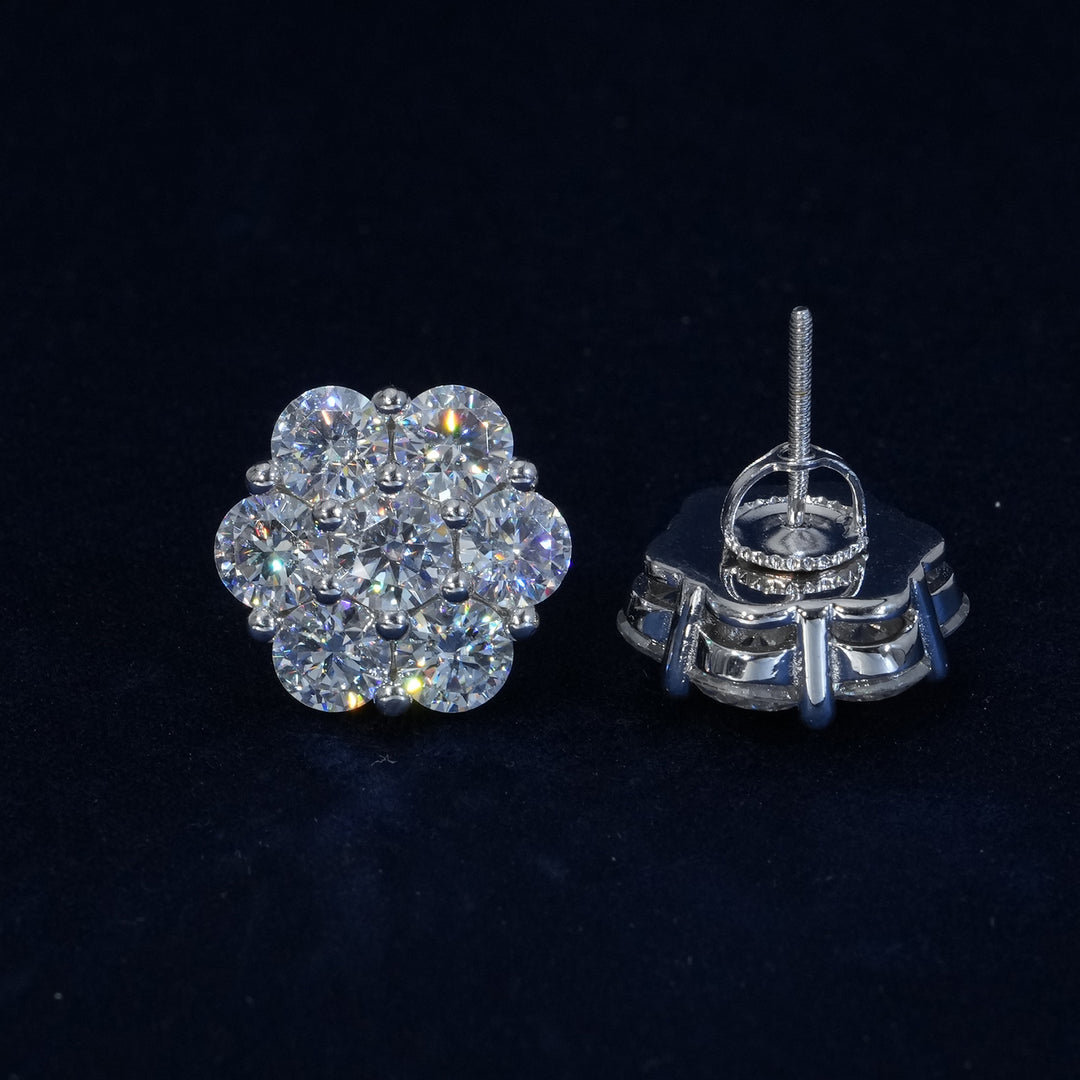 Moissanite S925 Floral Stud Earrings