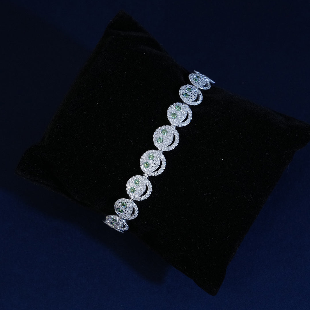 10mm Moissanite Smiley Face Bracelet
