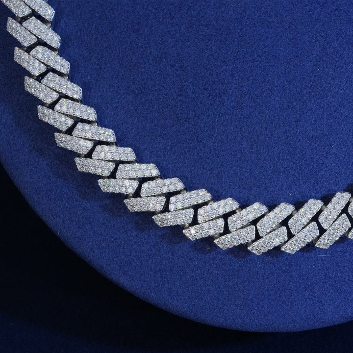 14mm 2-Row Diamond Cuban Link Chain Extended Clasp