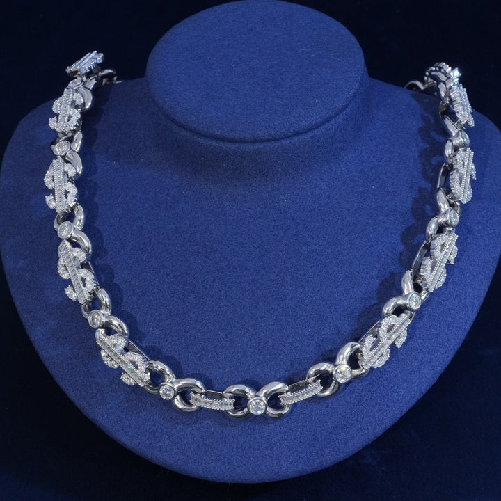 13mm Baugette Moisanite Dollars Inifity Chain