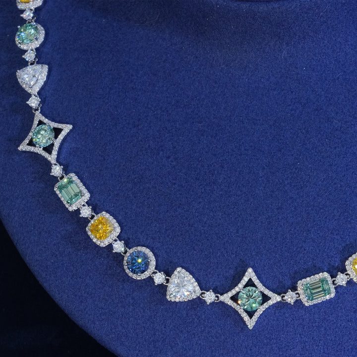 17mm Multicolor Moissanite S925 Star Link Chain