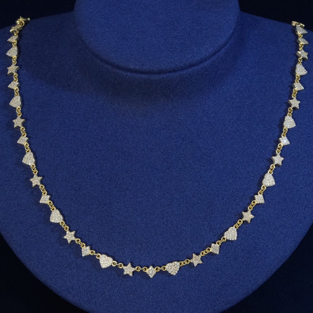 Moissanite Sterling Silver Heart Star Chain Necklace