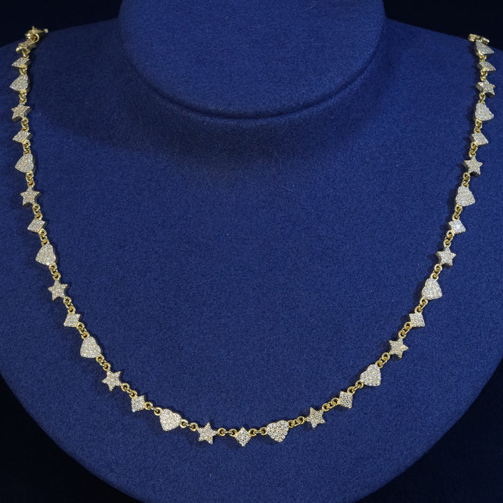 Moissanite Sterling Silver Heart Star Chain Necklace