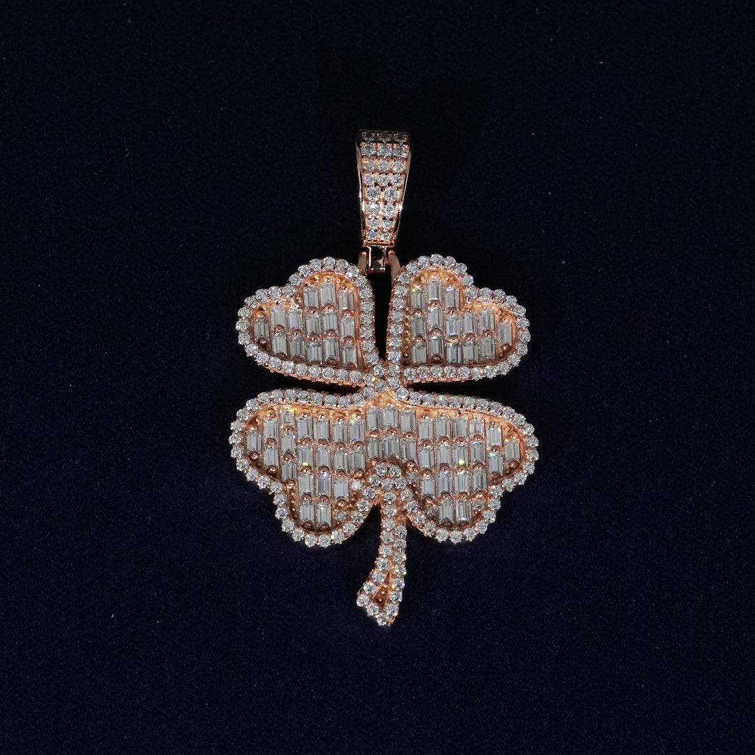 Baguette Moissanite Clover Pendant Necklace