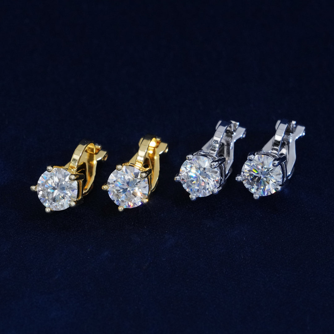 Moissanite Round Cut Earrings