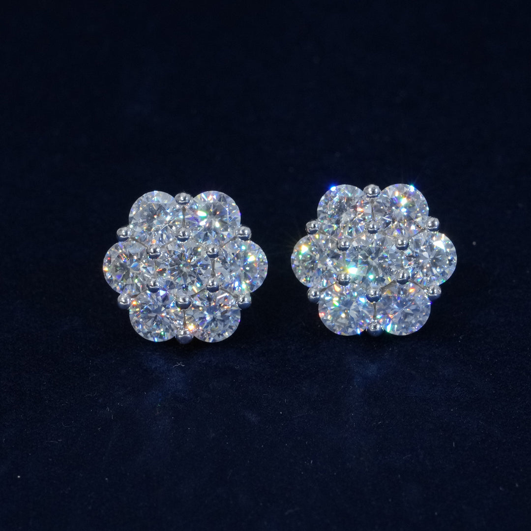 Moissanite S925 Floral Stud Earrings