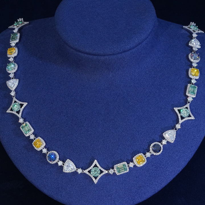 17mm Multicolor Moissanite S925 Star Link Chain