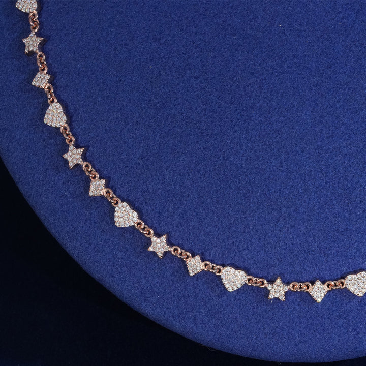 Moissanite Sterling Silver Heart Star Chain Necklace