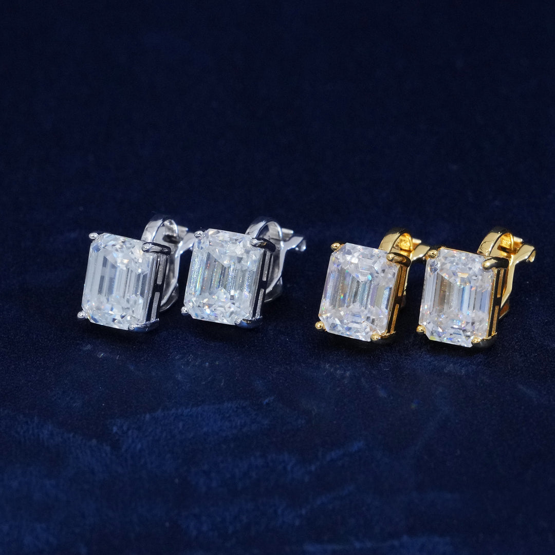 Moissanite 3CT Emerald Cut Earrings