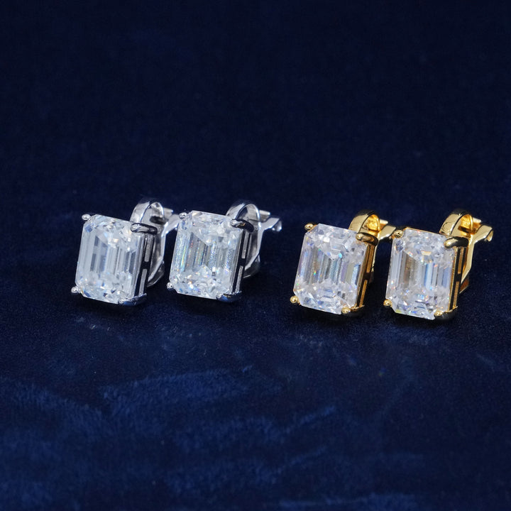Moissanite 3CT Emerald Cut Earrings