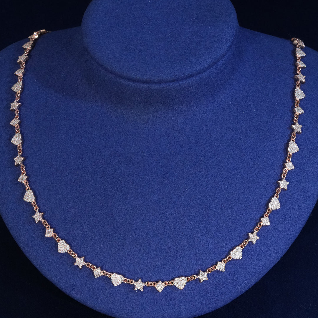 Moissanite Sterling Silver Heart Star Chain Necklace