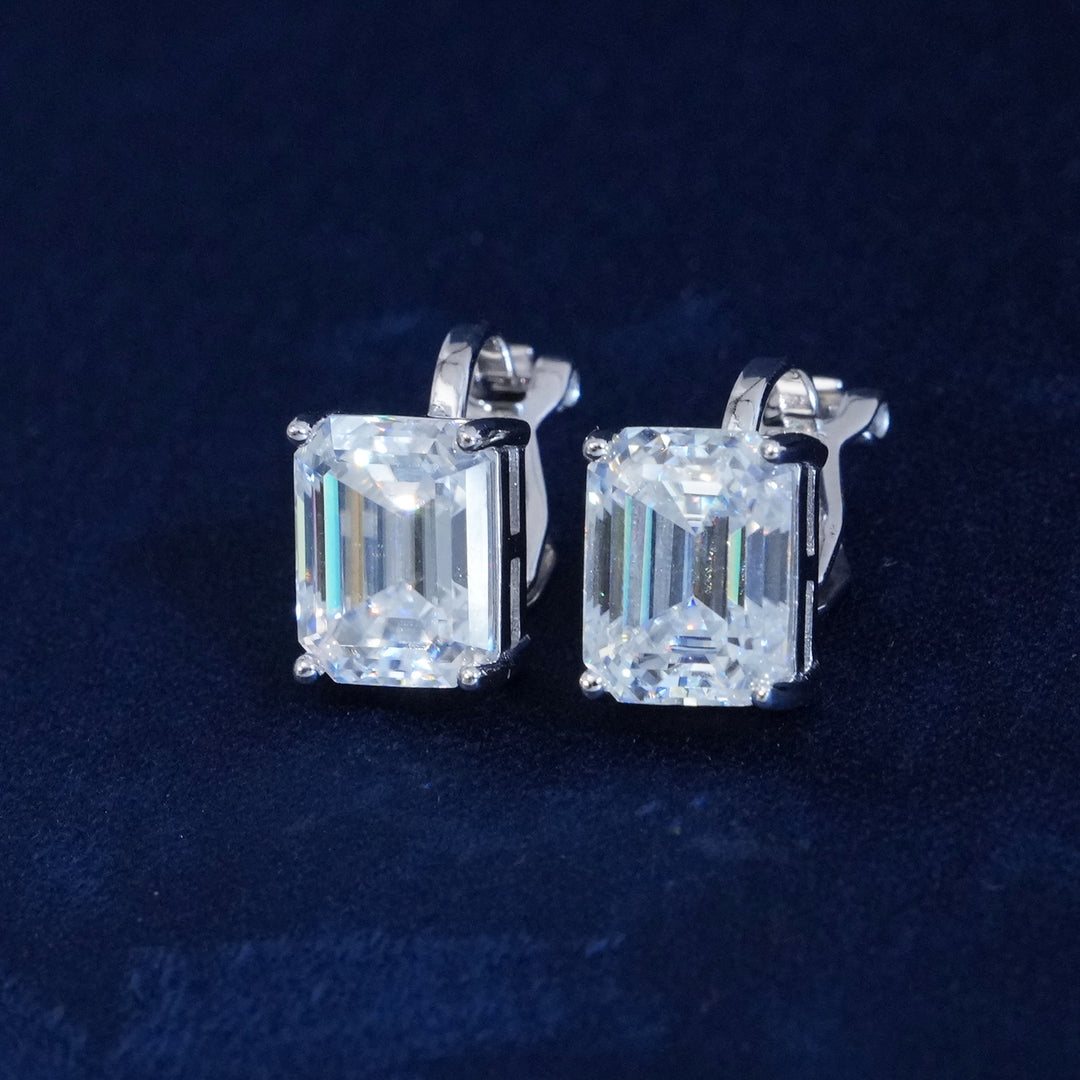 Moissanite 3CT Emerald Cut Earrings