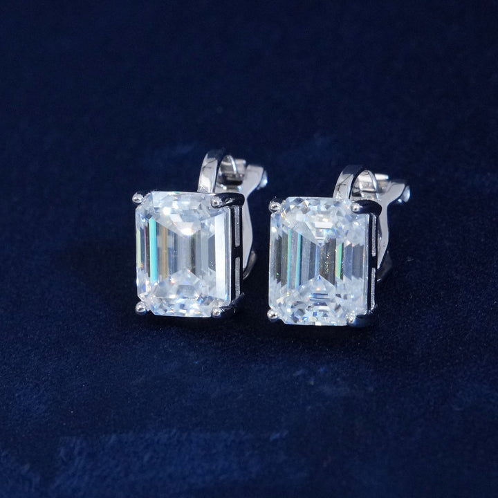 Moissanite 3CT Emerald Cut Earrings