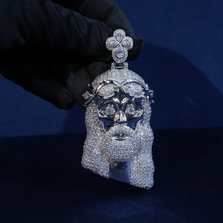 Moissanite Flower Bail Jesus Pendant