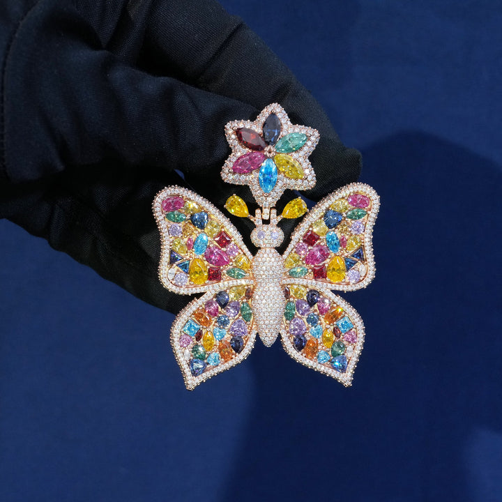 Moissanite S925 Rainbow Butterfly Pendant