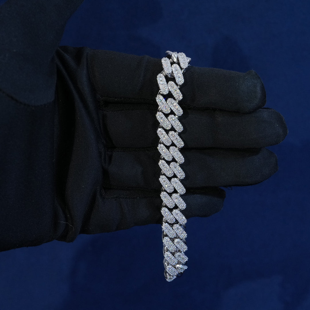 10mm Moissanite Cuban Extended Clasp Bracelet