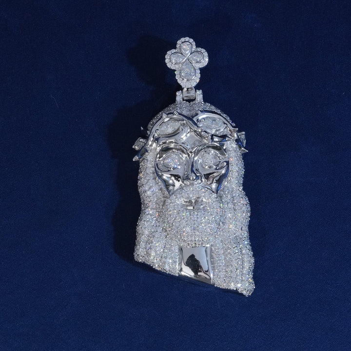 Moissanite Flower Bail Jesus Pendant