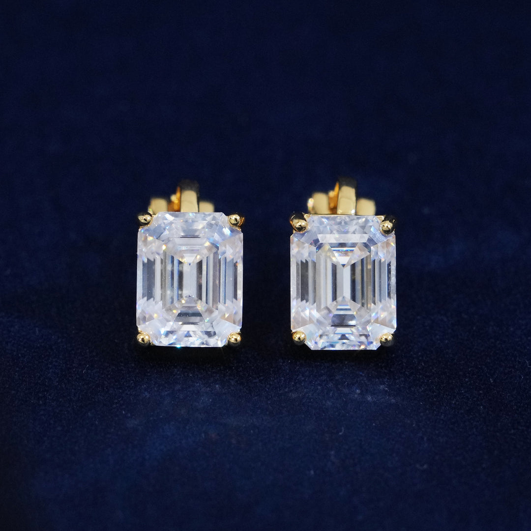 Moissanite 3CT Emerald Cut Earrings