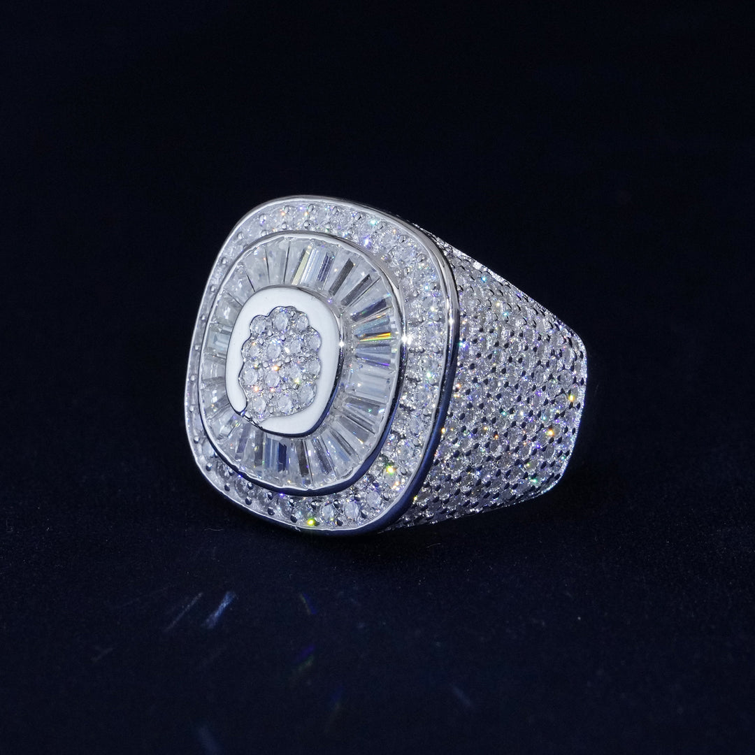 Moissanite Baguette and Round S925 Men's Ring