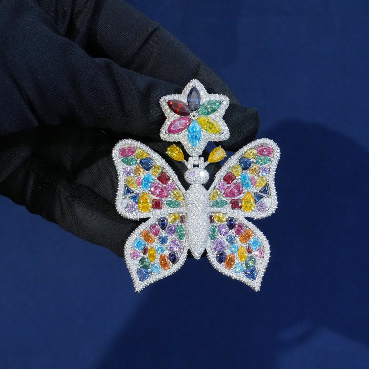Moissanite S925 Rainbow Butterfly Pendant