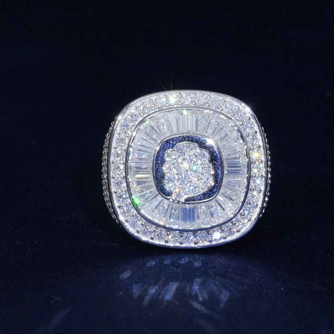 Moissanite Baguette and Round S925 Men's Ring
