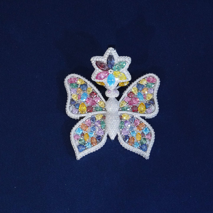 Moissanite S925 Rainbow Butterfly Pendant