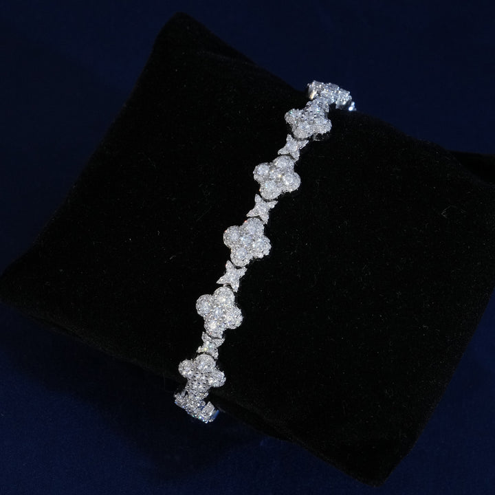 10mm Moissanite Four Leaf Clover Bracelet