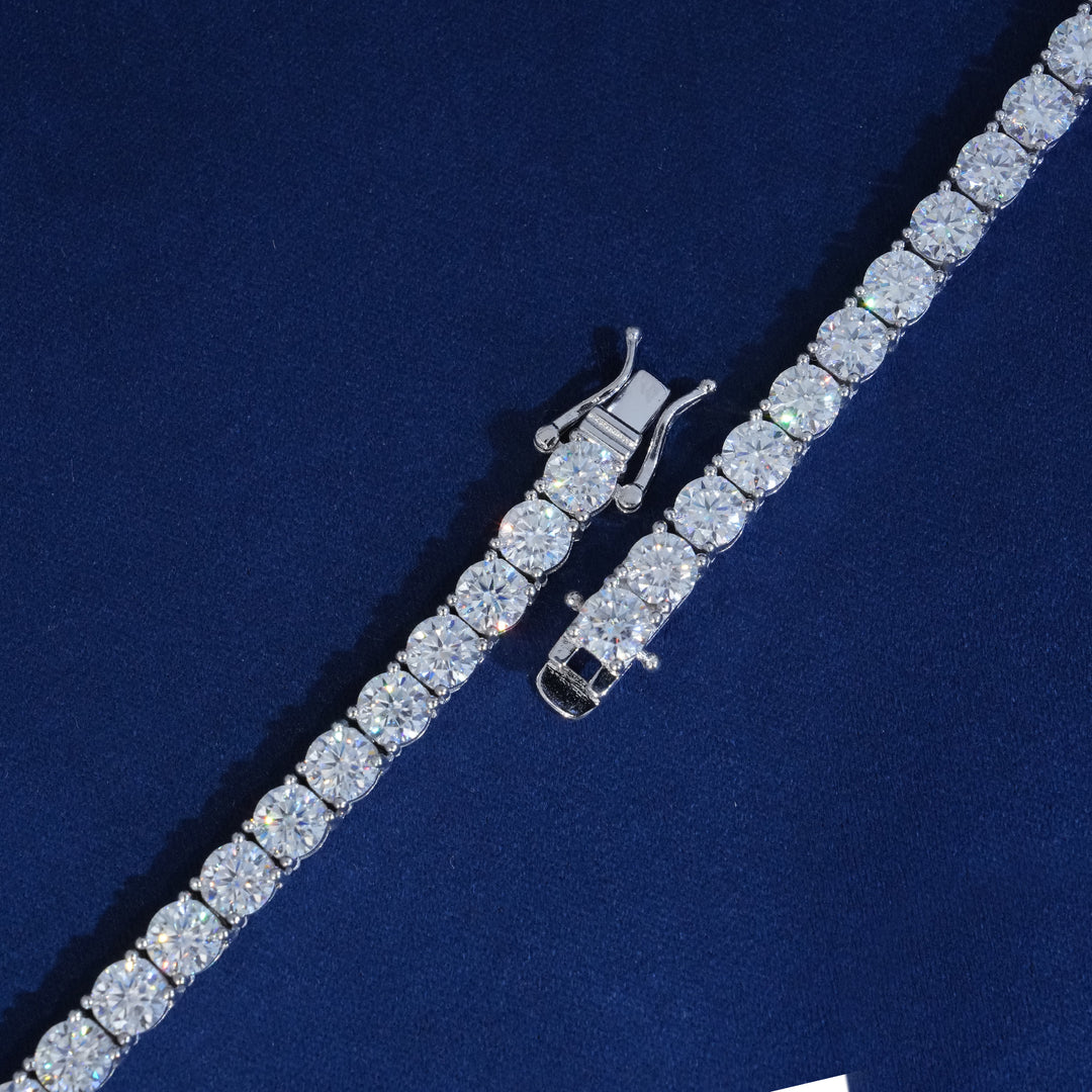 Moissanite 5mm Round Cut Cross Tennis Chain Necklace