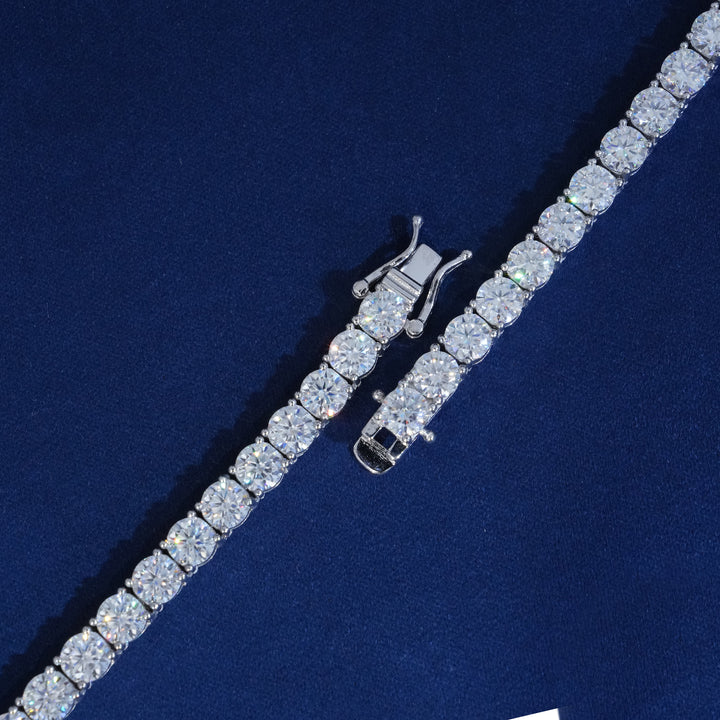 Moissanite 5mm Round Cut Cross Tennis Chain Necklace