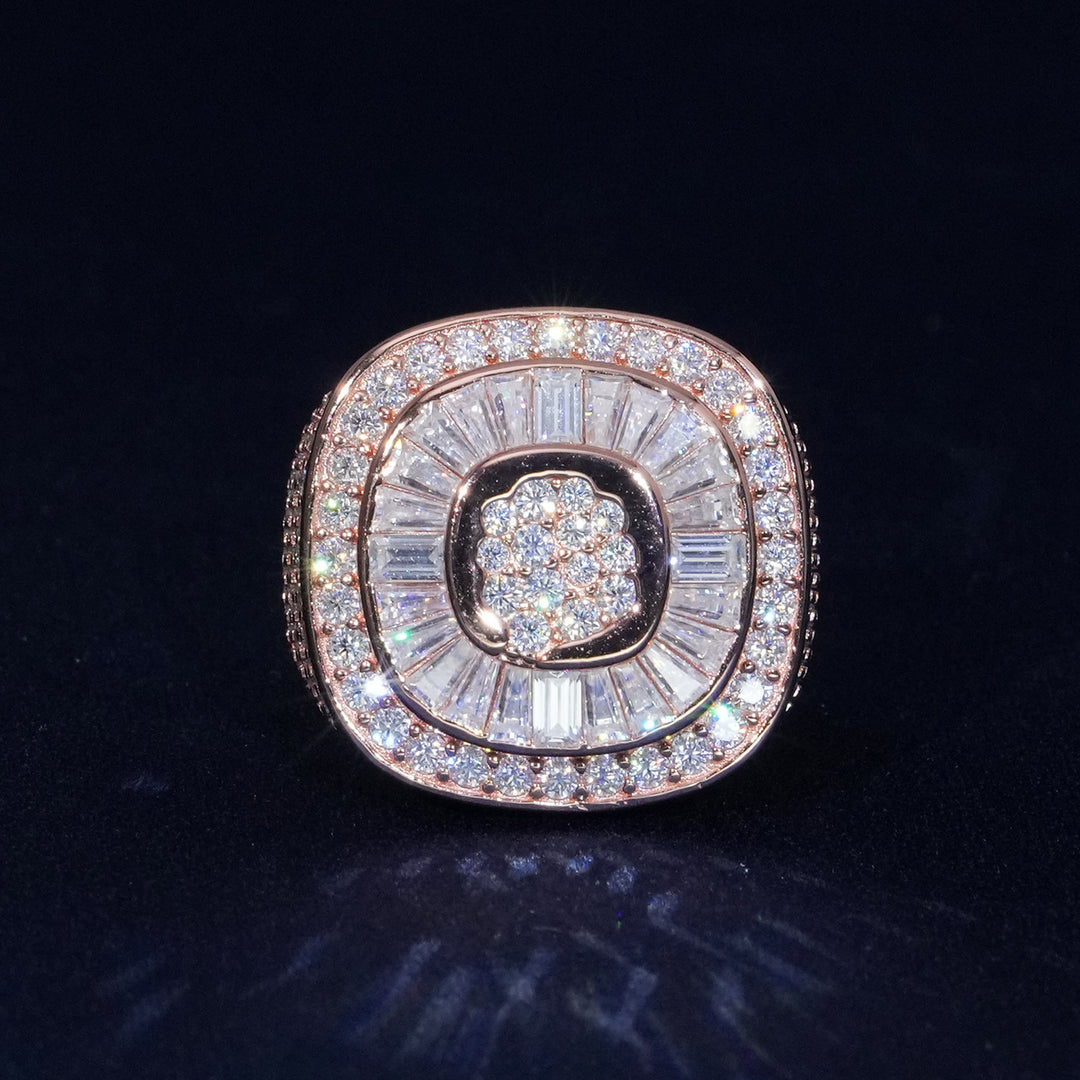 Moissanite Baguette and Round S925 Men's Ring