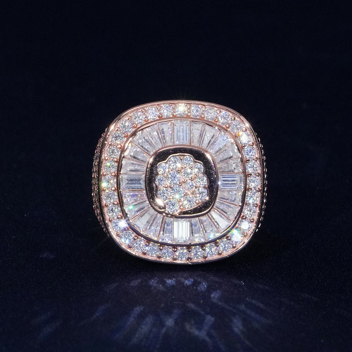Moissanite Baguette and Round S925 Men's Ring