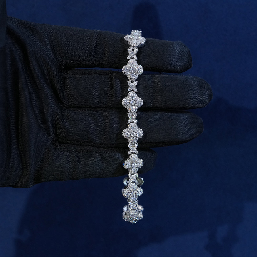 10mm Moissanite Four Leaf Clover Bracelet