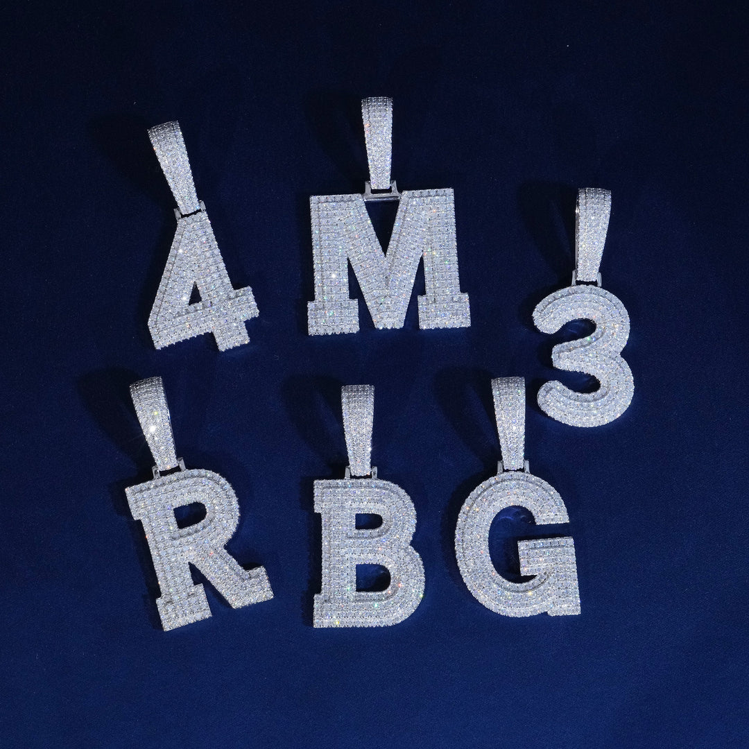 VVS Moissanite Initial Pendant Necklace in Sterling Silver